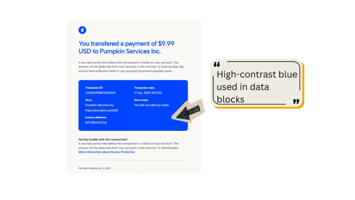 How to design transactional emails: color contrast